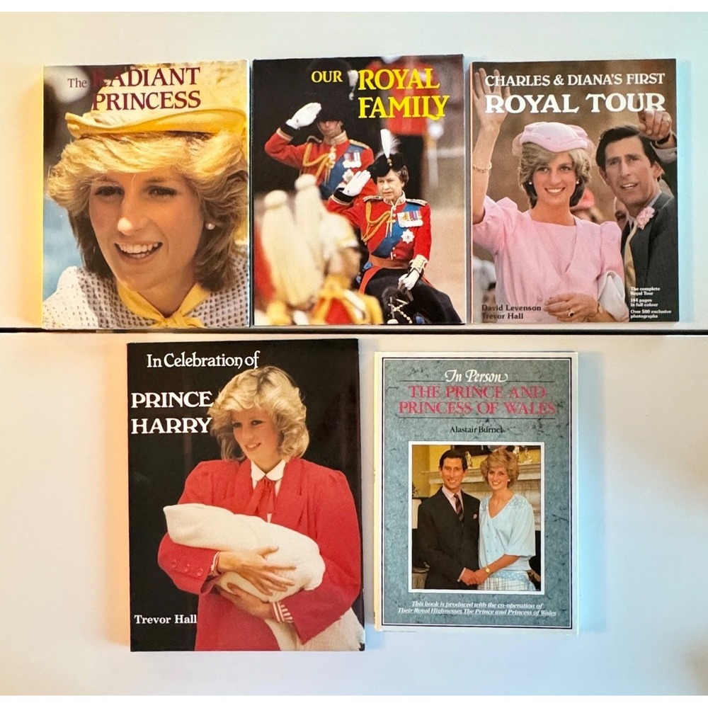 Vintage Princess Diana + British Royal Family Book Lot (5) 1980s Royal Nostalgia